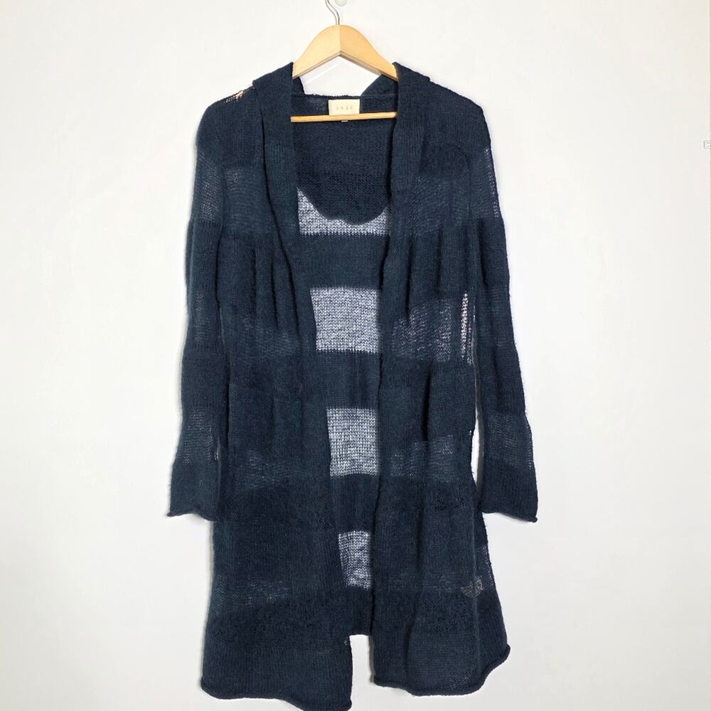 Shae for Anthro Longline Blue Alpaca blend cardigan sweater Open hang Size Mediu